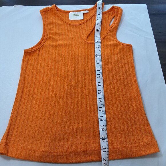 Maeve By Anthropologie Orange Ribbed Knit Cut-Out Tank Top Womens M - Picture 6 of 7